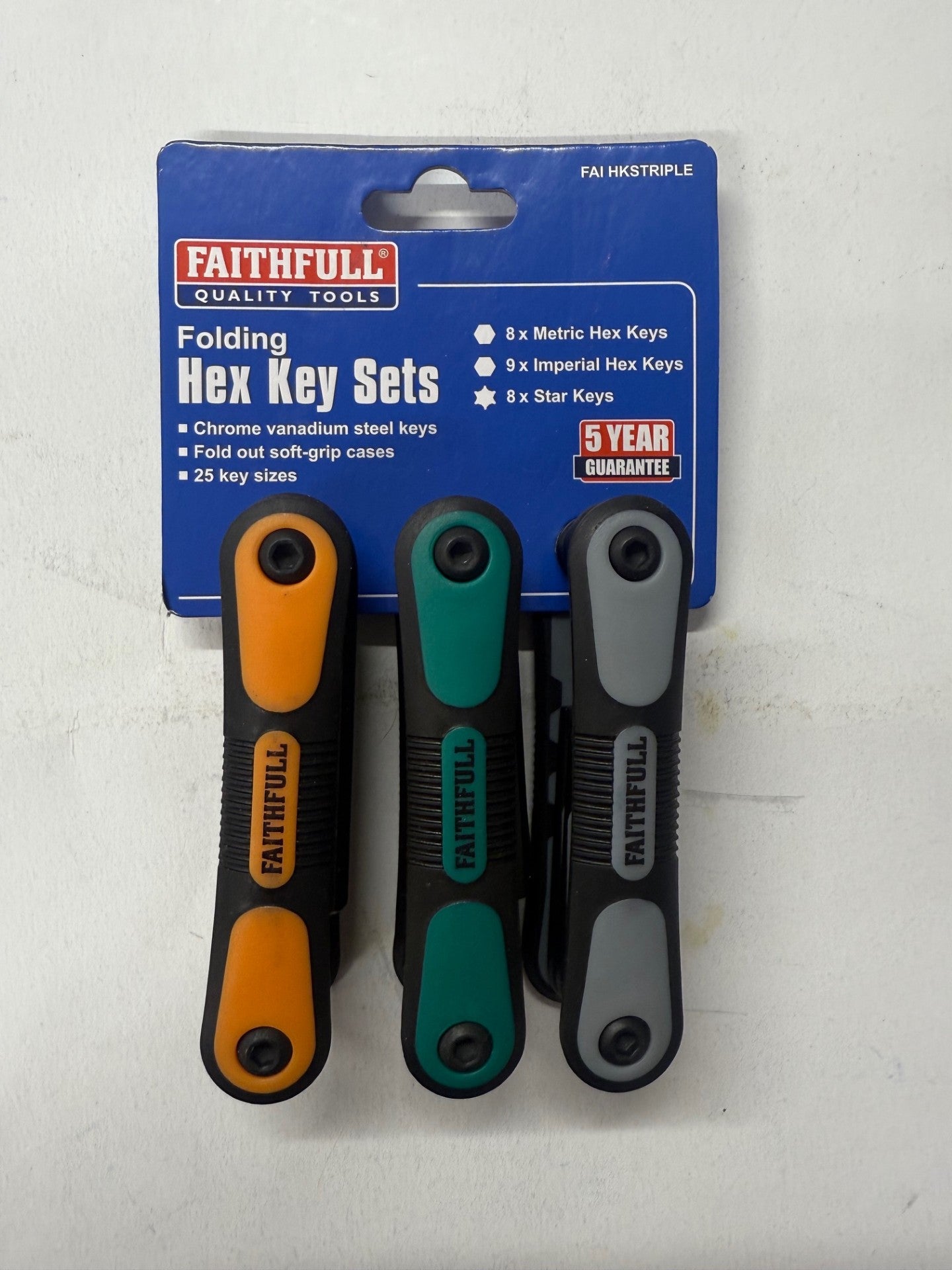 3 Folding Hex Key Sets - A/F, Metric and Star Faithfull