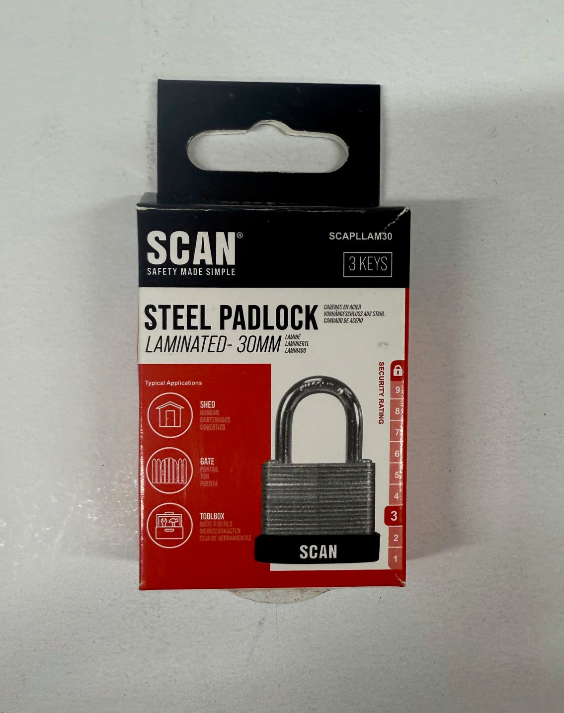 Scan Laminated Steel Padlock 30mm