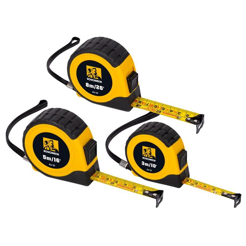 Roughneck E-Z Read Tape Measure Set 3pc