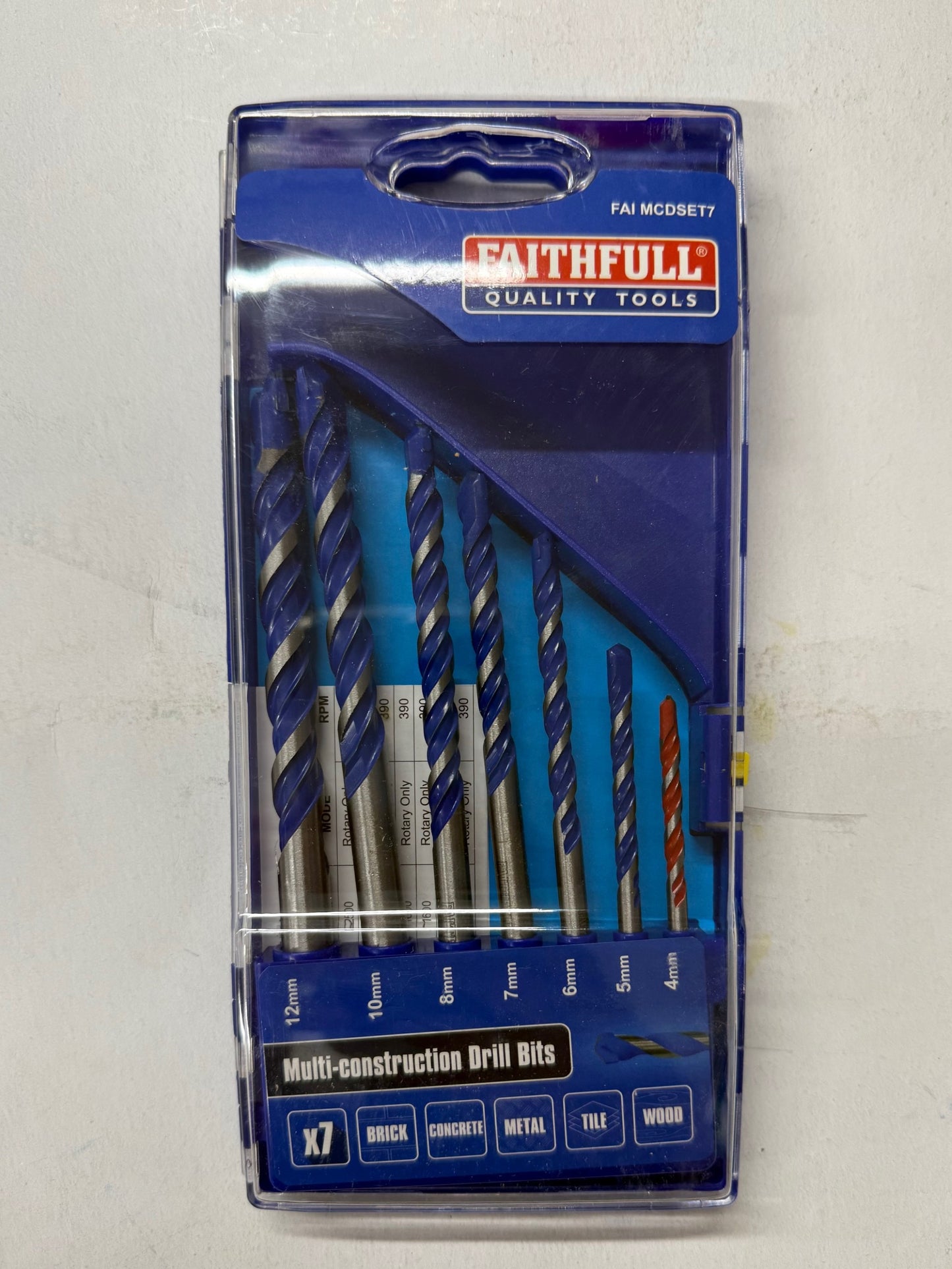 Faithfull Multi Construction Drill Set, 7 Piece