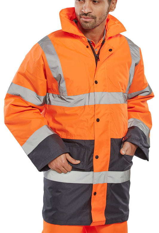 Beeswift Hi-vis Two-tone Traffic Jacket Orange / Navy