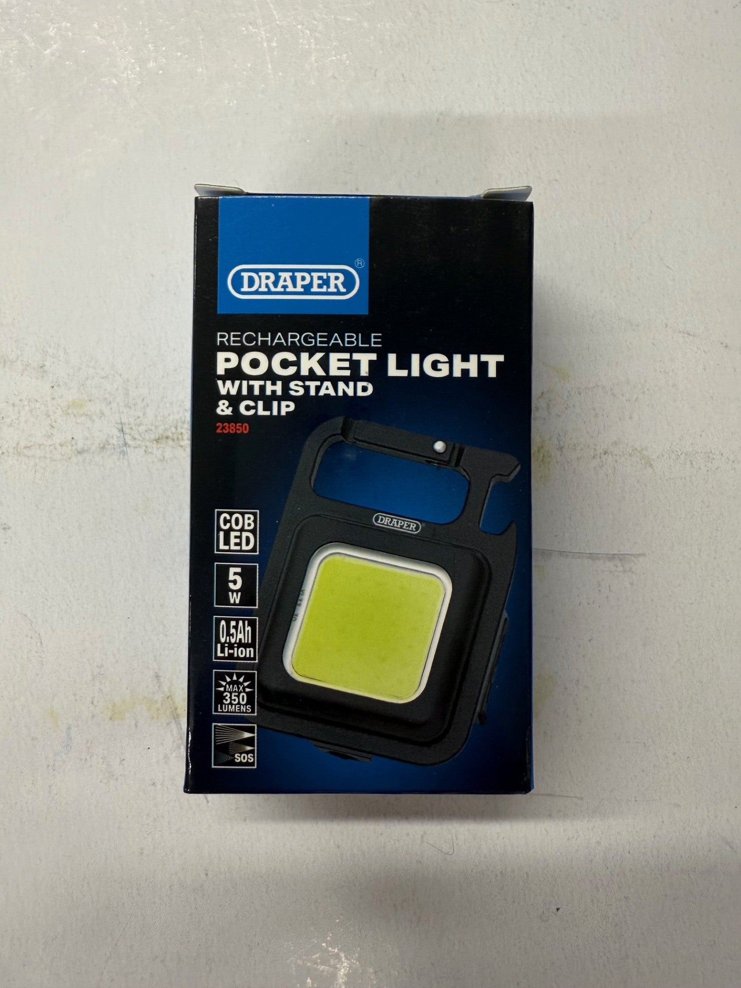 Draper LED Rechargeable Pocket Light with Stand and Belt Clip
