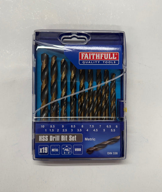 Faithfull 19pc HSS Jobber Drill Bit Set