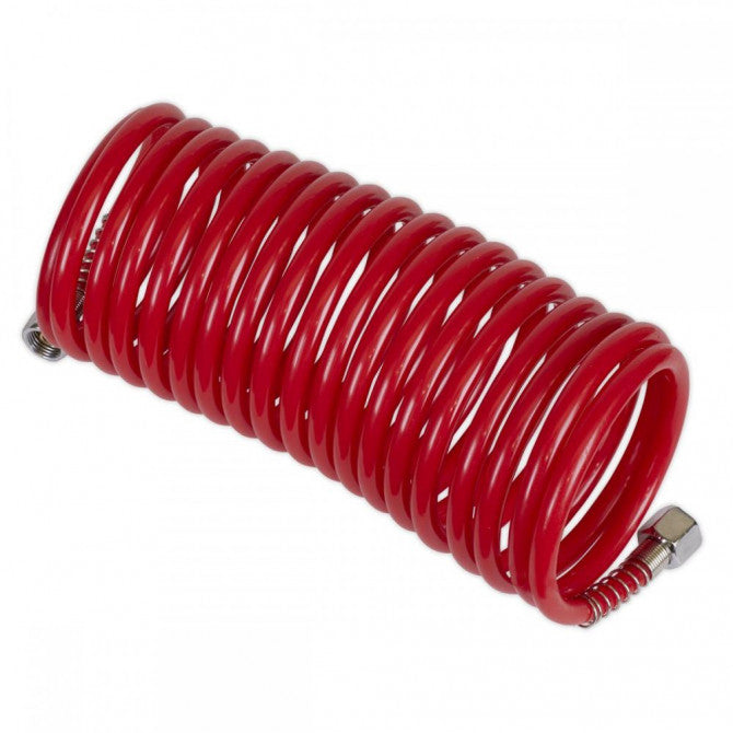 Sealey 5M X 05MM PE Coiled Air Hose 1/4" BSP Unions