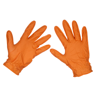 Sealey Orange Grip Powder Free Gloves Pack Of 50 Large