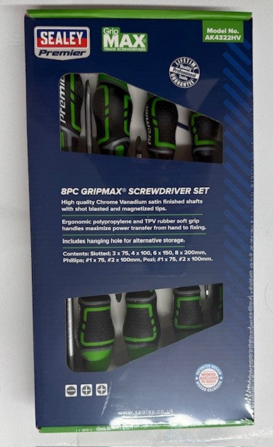 Sealey GripMAX® Screwdriver Set 8pc - Hi-Vis Green