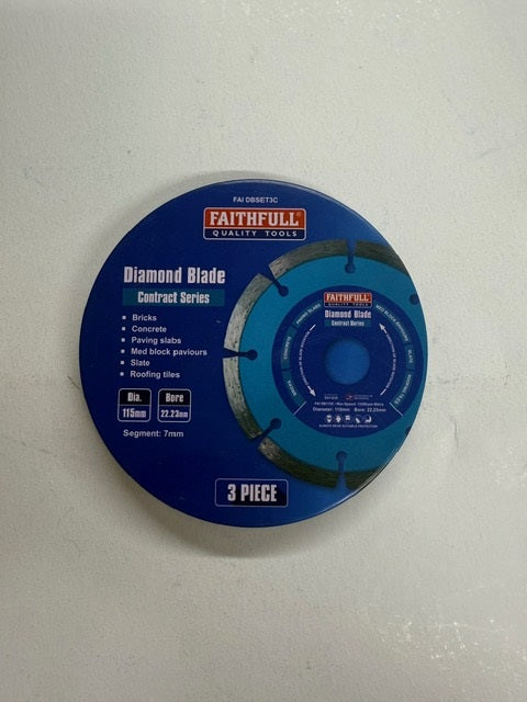 Faithfull 115mm Segmented Diamond Grinder Blades x3